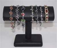 7pc Assorted Multi Color Link Bracelets