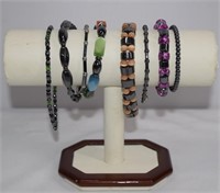 8pc Assorted Hematite & Stone Bracelets