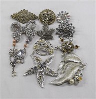10pc Assorted Rhinestone Brooches *Note