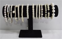 15pc Assorted Faux Pearl Beaded Bracelets