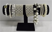 8pc Assorted Faux Pearl Beaded Bracelets