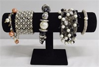 5pc Assorted Faux Pearl Beaded Bracelets