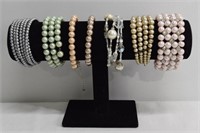 7pc Assorted Faux Pearl Beaded Bracelets
