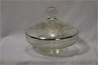 A Silver Overlay Glass Cover Dish