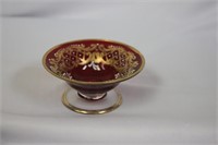 A HandPainted Ruby Red Small Stem Dish