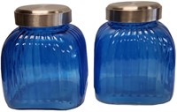 Blue and Silver Canisters
