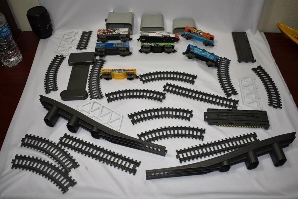 Lot Of Toy Plastic Railroad Tracks, Trains Etc