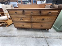 Mid century dresser with mirror and bed