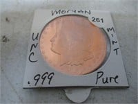 .999 Copper Uncirculated Silver Morgan Mint Coin