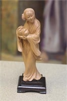 Carved Boxwood Chinese Lady on Stand