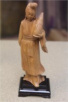 Carved Boxwood Chinese Lady on Stand