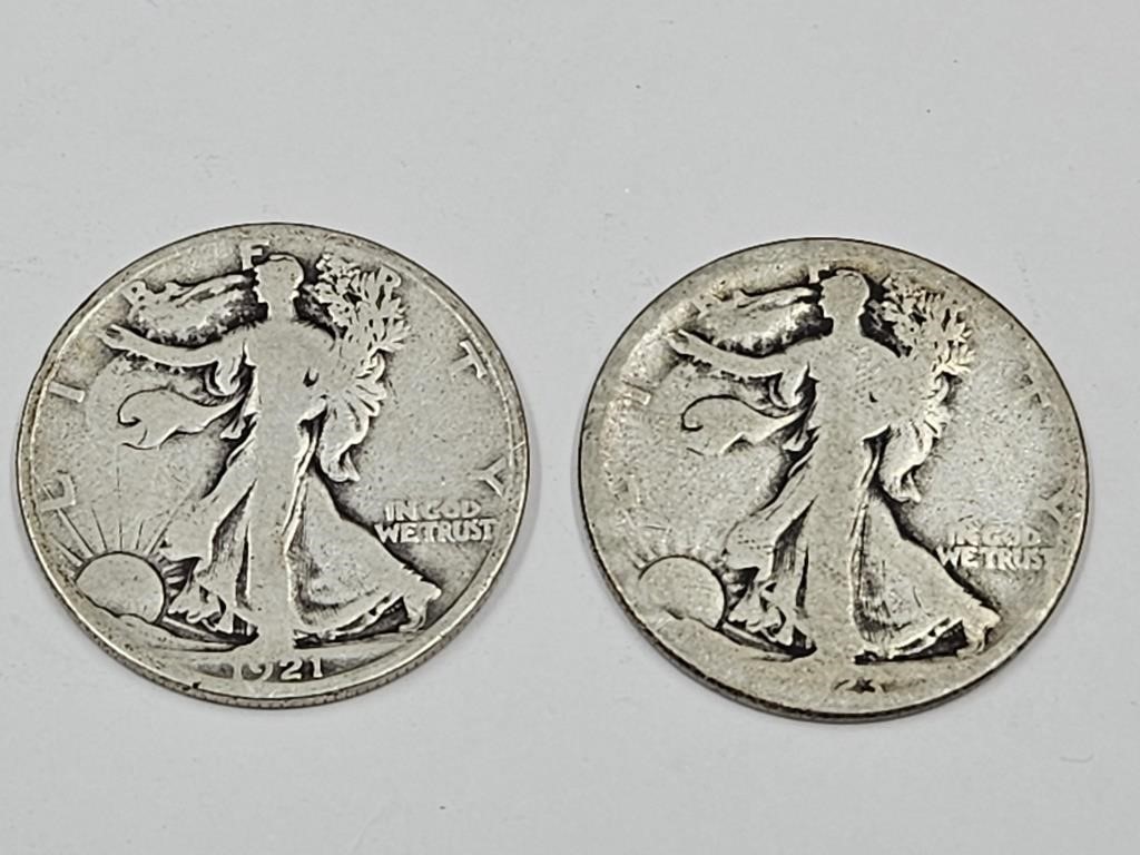 Silver Walking Liberty Half Dollar 1921 S & 23 S