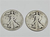 Silver Walking Liberty Half Dollar 1921 S & 23 S