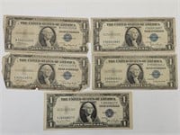 5- 1935 Blue Seal  $1 Currency Notes