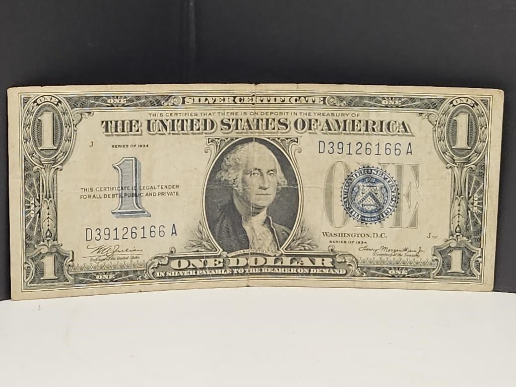 1934 Funny Back  $1 Blue Seal Currency Note