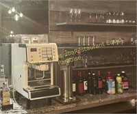 Cappuccino machine and bar wood shelves