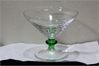 An Artglass Green Champagne Goblet
