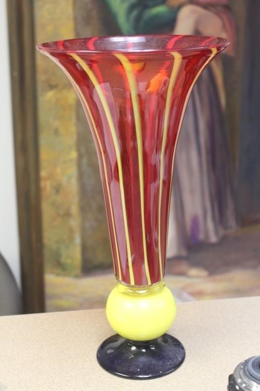 Art Glass Trumpet Form Vase