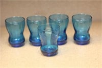 Set of 5 Miniature Cobalt Blue Glasses