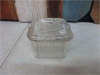 Vintage Glass Refrigerator Dish with Lid