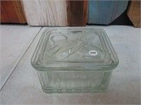 Vintage Glass Refrigerator Dish with Lid