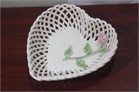 A Reticulated Ceramic Heart Shape Bowl