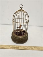 German Brass Singing Bird In Cage- Winds Up And