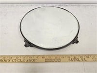 Antique Silver Footed Vanity Mirrored Tray- 12"-