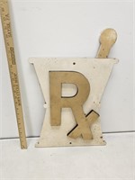 Large Vintage Wooden RX Pharmacy Sign- 22x14-