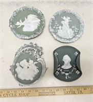 (4) Green Wedgewood Jasperware Wall Plaques