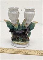 Antique Hand Painted Double Planter/Vase w Dog-