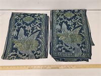 (2) Vintage Green Linens/Table Runners w Birds