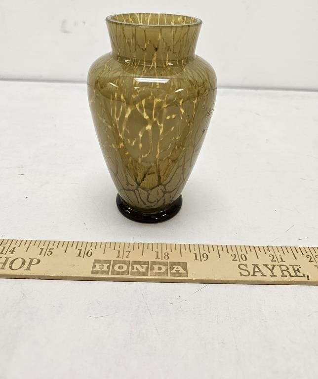 Small Gold/Yellow Glass Vase- 5.5" Tall