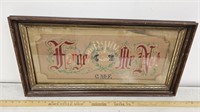 Antique Framed Needlepoint - Forget Me Not- 25x12