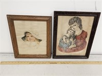 (2) Antique Framed Pictures- Including Household