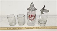 (2) Steins & (2) Etched Glasses- One Says