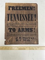 1861 Freemen of Tennessee To Arms Advertisement-