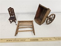 Wooden Toy Cart, Doll Chair and Ringer Washer