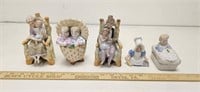(5) Porcelain Figurines, all Unmarked