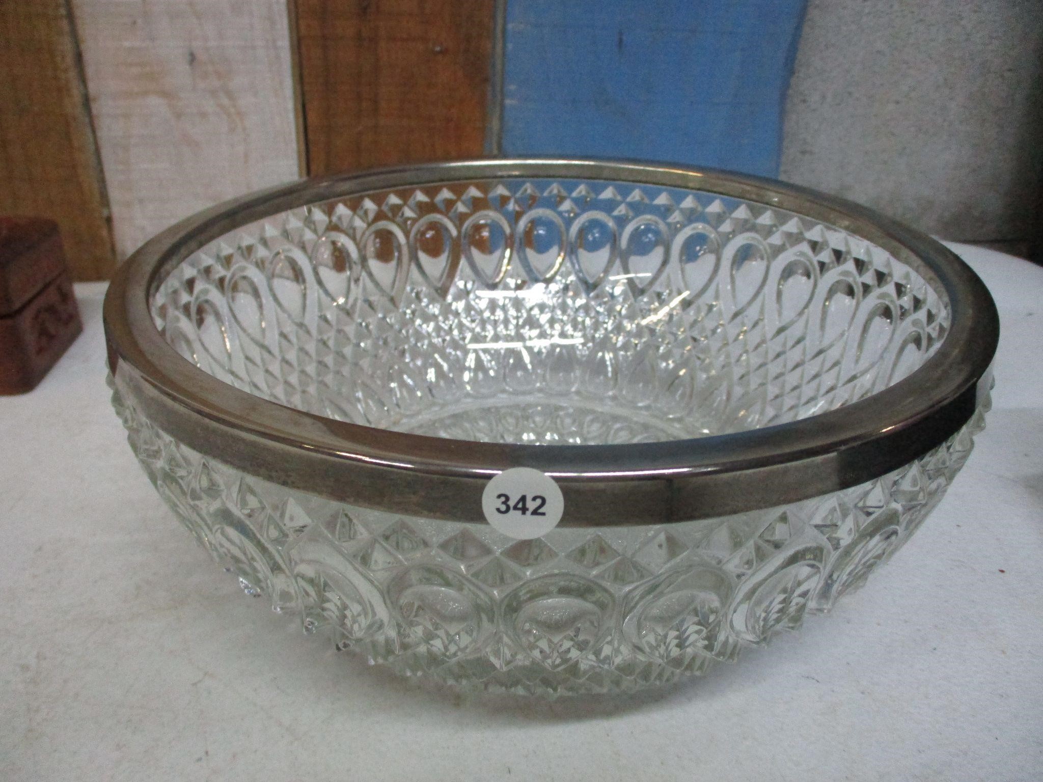 Silver Plated Rimmed Glass Bowl