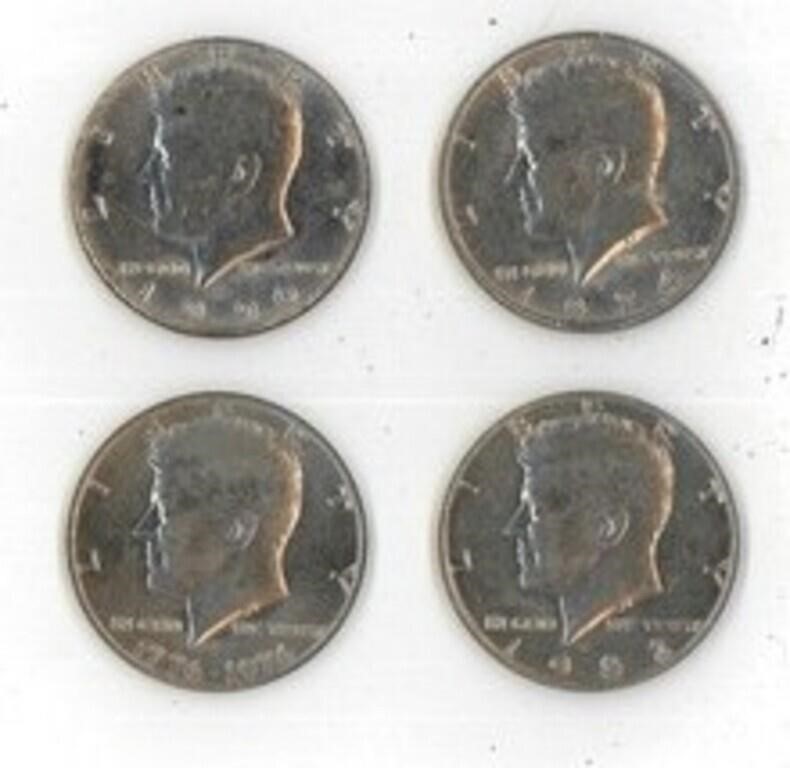 Four Kennedy Half Dollars