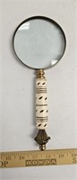 Heavy Magnify Glass- Brass and Shell Like Handle