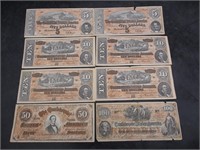 Confederate $5, 10, 50, & 100 Bills