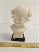 Child Bust on Marble Base- Approx 8.5" Tall- No