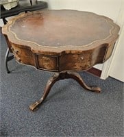 Vintage Leather Top Side Table w Drawers- Project