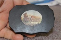 An Italian Micro Mosaic Black Slate Paperweight