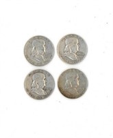 1957, 58, 59, & 60 Franklin Half Dollars