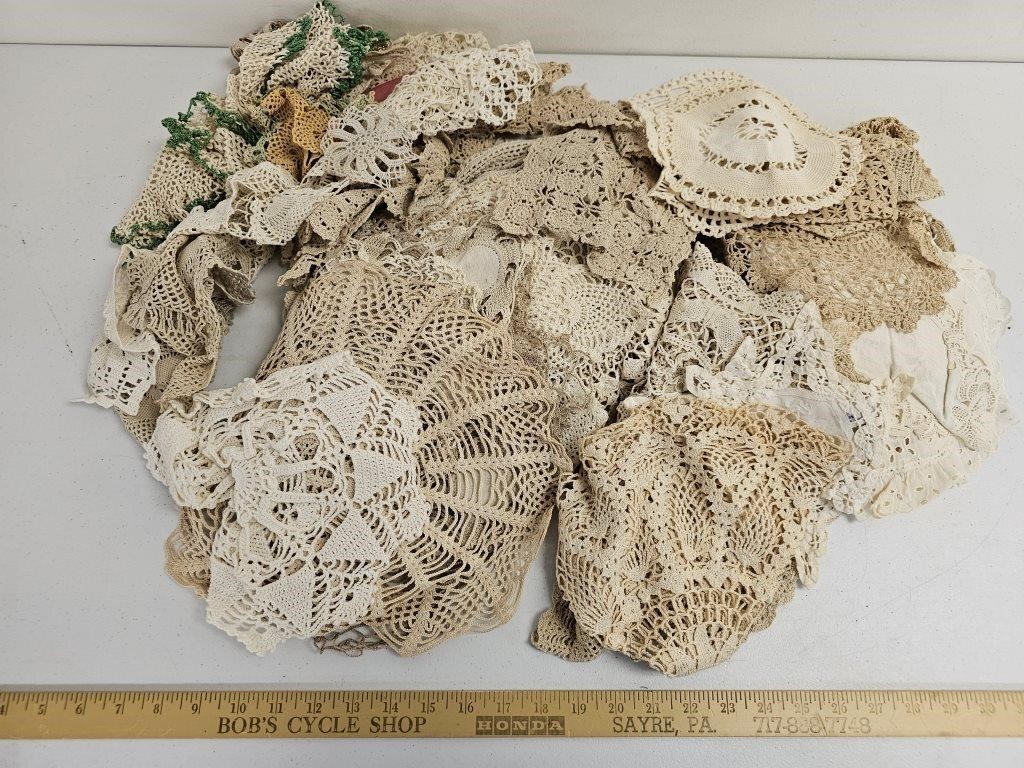 Large Quantity Antique Doilies and Linens