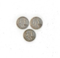 1957, 58, 59 Franklin Half Dollars & 1958 Quarter
