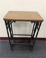 Victorian Leather Top and Cast Iron Base Side